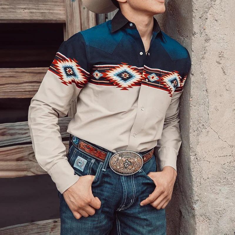 Chemise homme style western manches longues