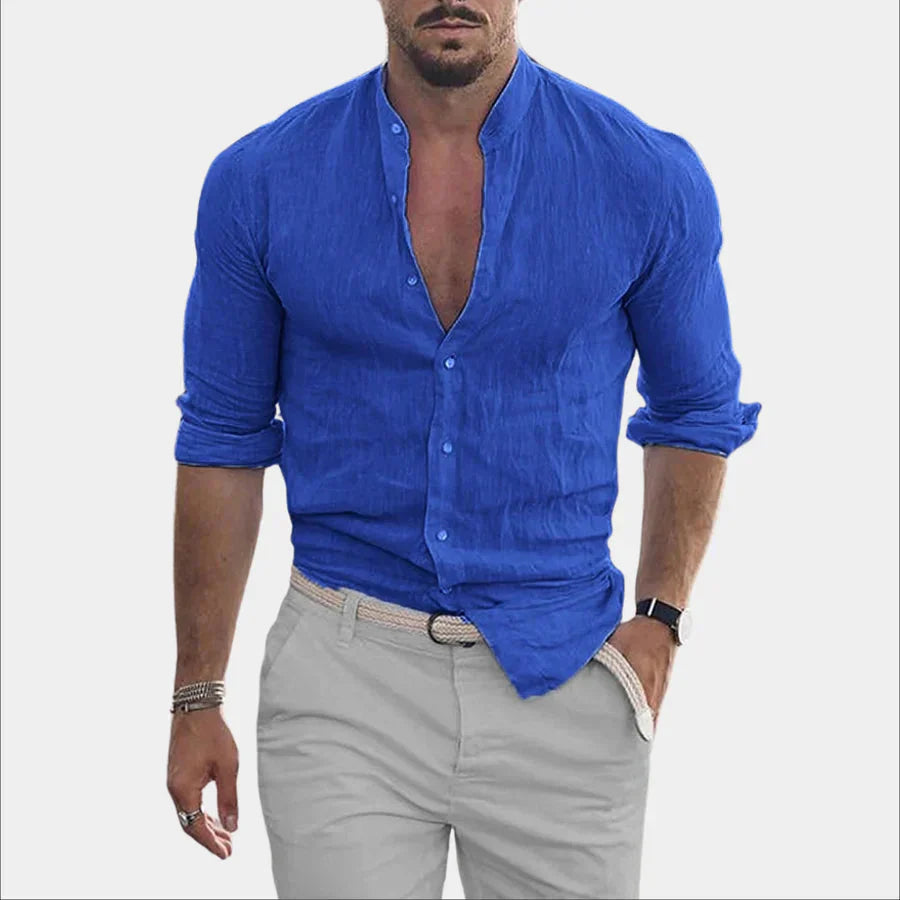 Chemise en lin homme manches longues coton élégant