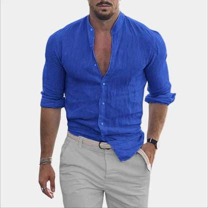 Chemise en lin homme manches longues coton élégant