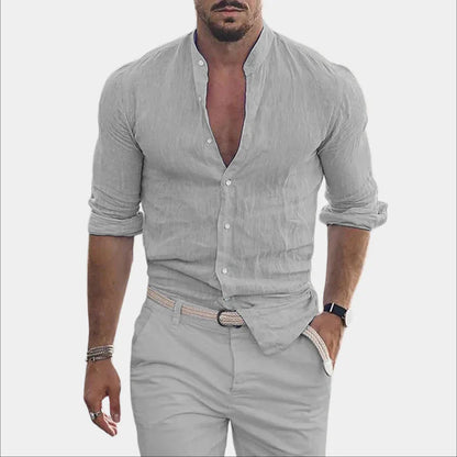 Chemise en lin homme manches longues coton élégant