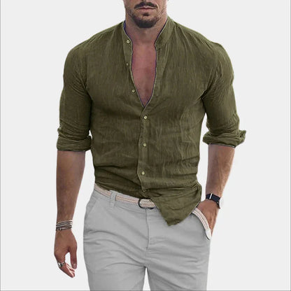 Chemise en lin homme manches longues coton élégant