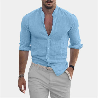 Chemise en lin homme manches longues coton élégant