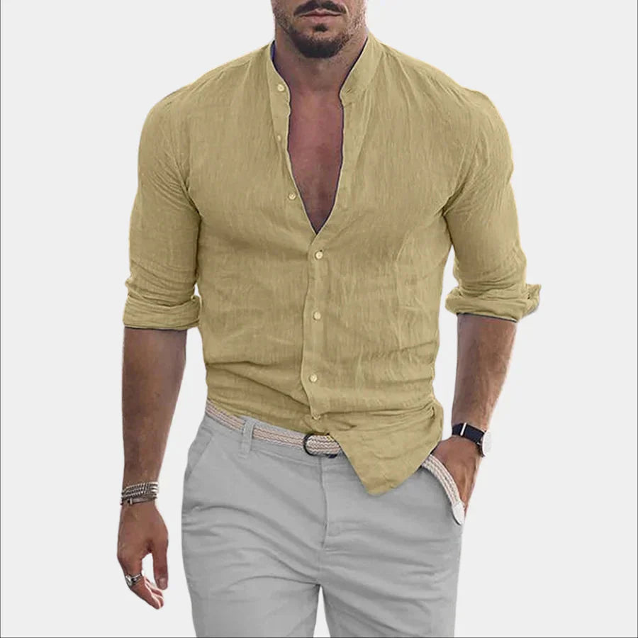 Chemise en lin homme manches longues coton élégant