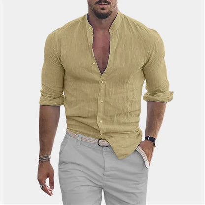Chemise en lin homme manches longues coton élégant