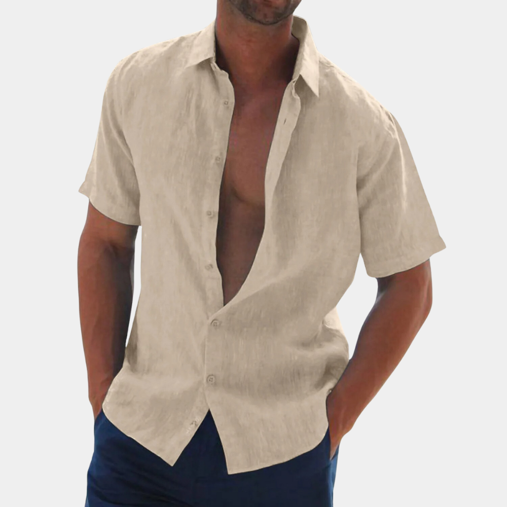 Chemise d'été en lin à manches courtes pour hommes