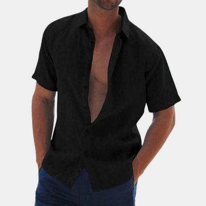 Chemise d'été en lin à manches courtes pour hommes