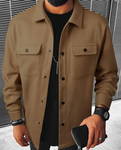 Veste-chemise homme chaude à manches longues boutonnée
