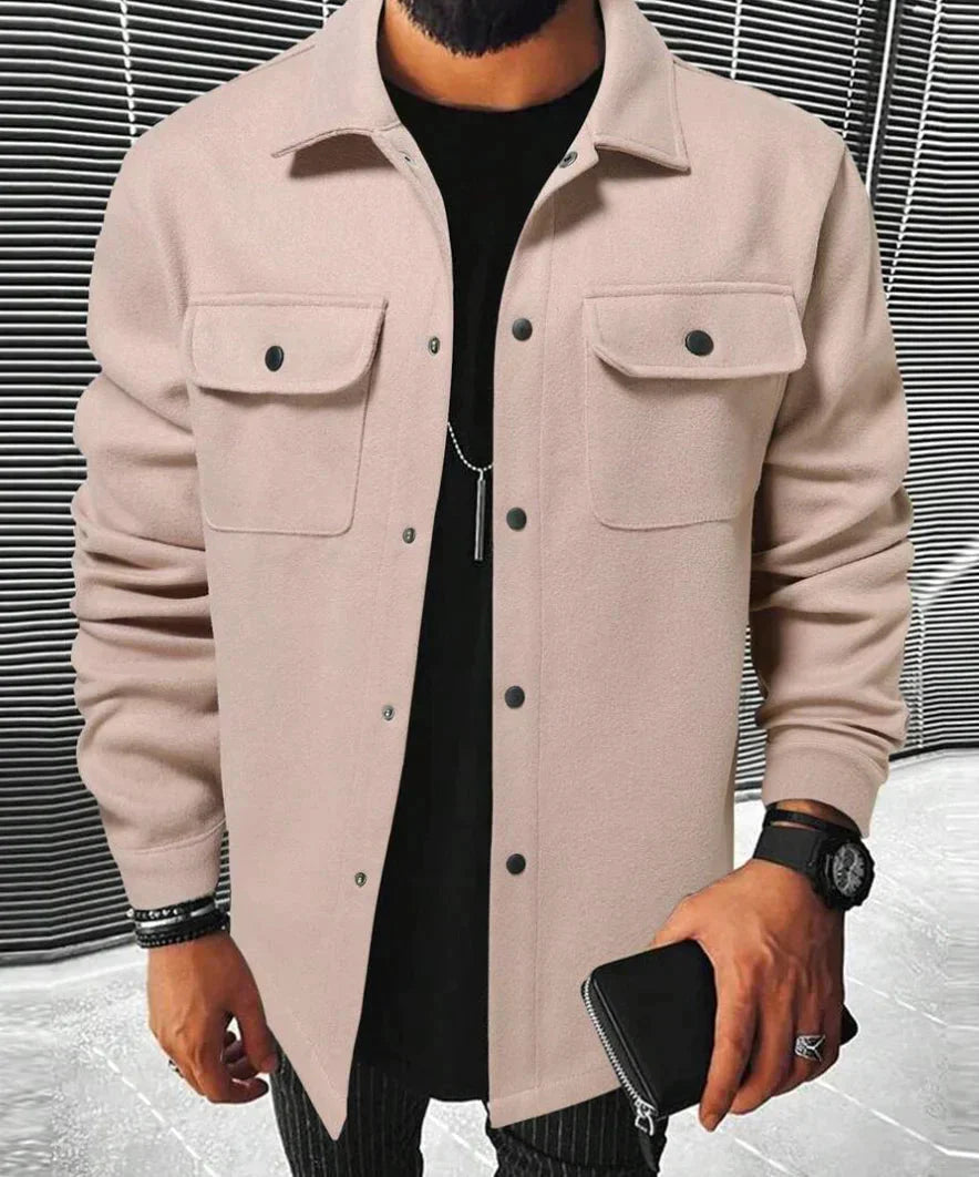 Veste-chemise homme chaude à manches longues boutonnée