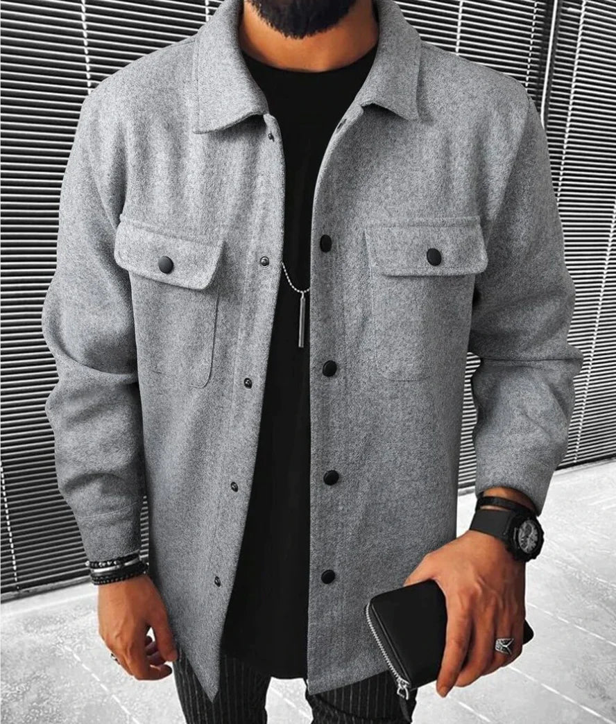 Veste-chemise homme chaude à manches longues boutonnée