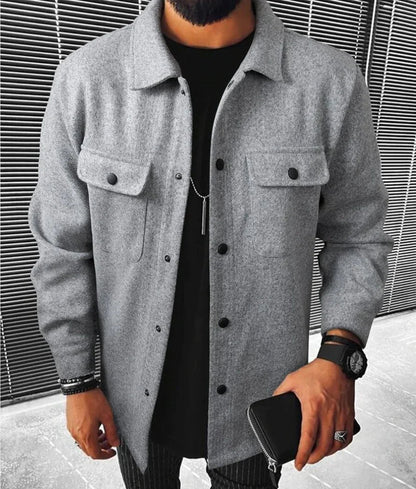 Veste-chemise homme chaude à manches longues boutonnée