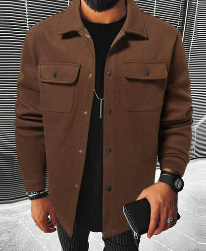 Veste-chemise homme chaude à manches longues boutonnée