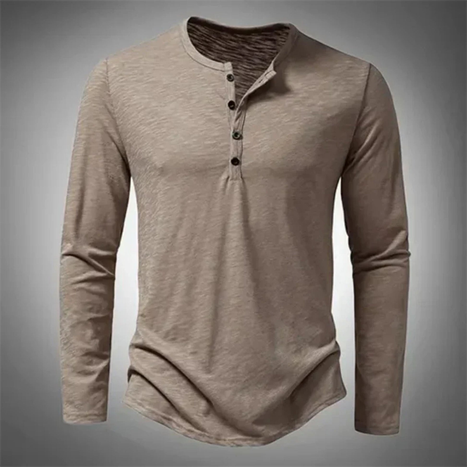 Herren Langarm-Shirt Lässig Halbgeknöpft - IdealeKleiden
