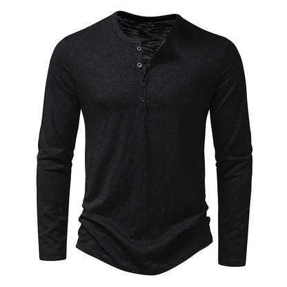 T-shirt Henley homme manches longues classique