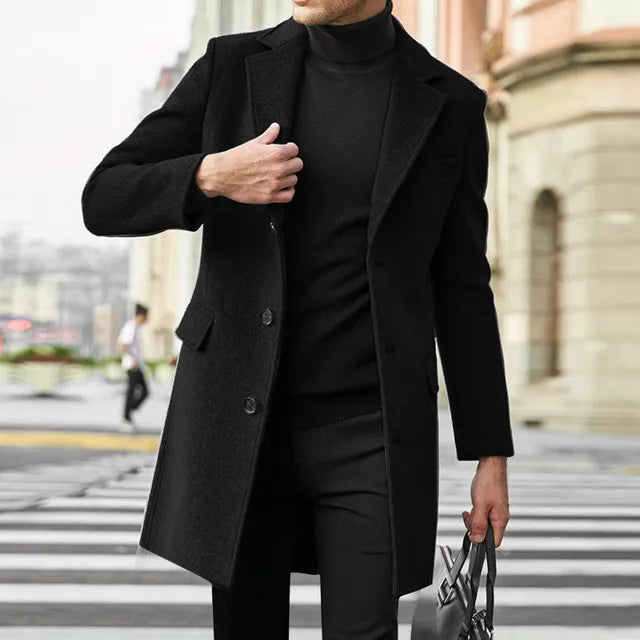 Manteau d'hiver élégant pour homme à col revers