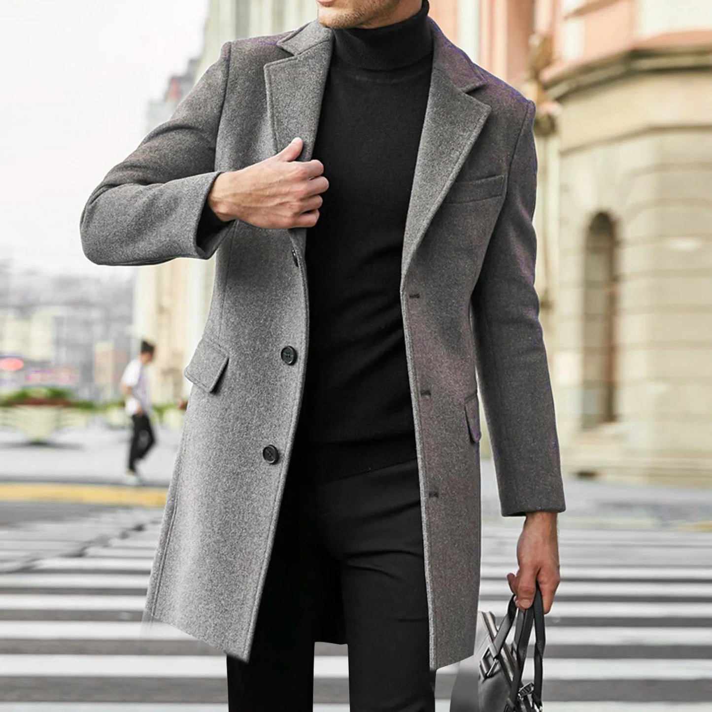 Manteau d'hiver élégant pour homme à col revers