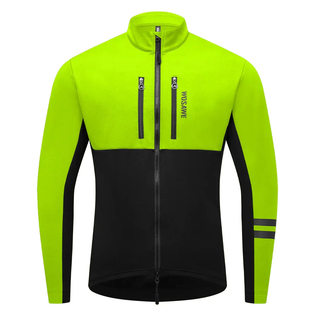 Veste de cyclisme homme coupe-vent polaire thermique réfléchissante