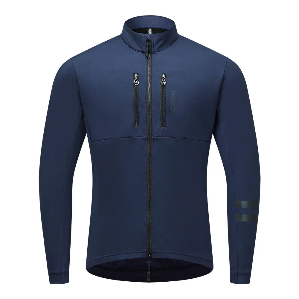 Veste de cyclisme homme coupe-vent polaire thermique réfléchissante