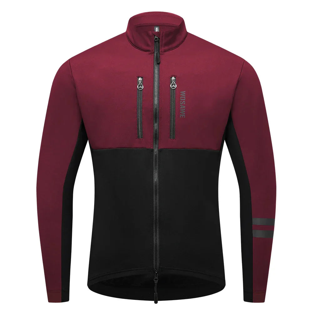 Veste de cyclisme homme coupe-vent polaire thermique réfléchissante