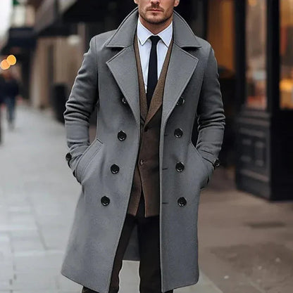 Manteau croisé élégant en mélange de laine pour femme