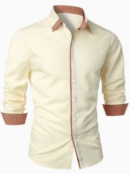 Chemise élégante à manches longues avec col contrastant – Stylée pour les occasions