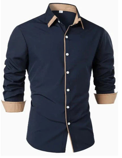 Chemise élégante à manches longues avec col contrastant – Stylée pour les occasions