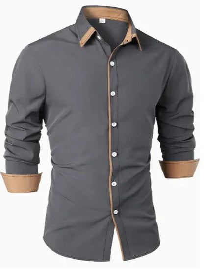 Chemise élégante à manches longues avec col contrastant – Stylée pour les occasions