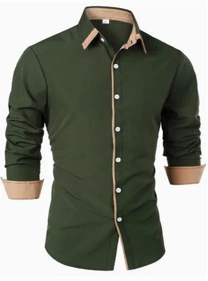 Chemise élégante à manches longues avec col contrastant – Stylée pour les occasions