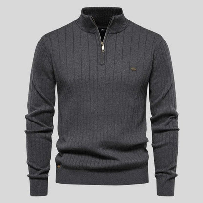 Sweat-shirt classique Texture côtelée Col montant