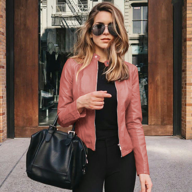 Veste en cuir femme style élégant
