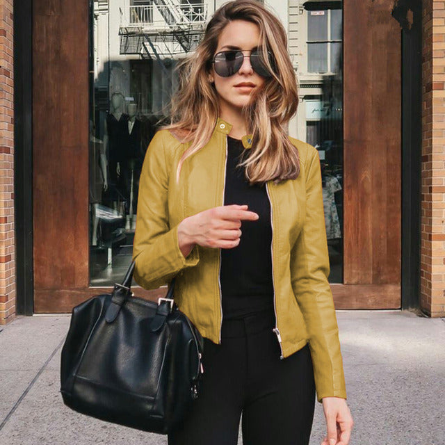 Veste en cuir femme style élégant