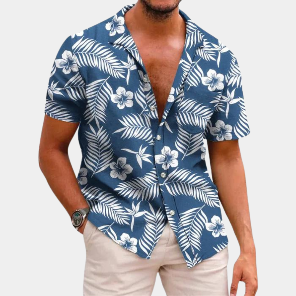Chemise d'été homme à manches courtes et imprimé floral