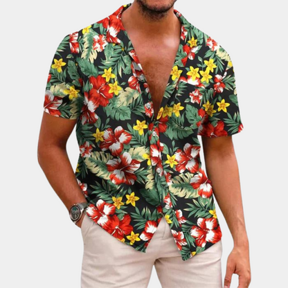 Chemise d'été homme à manches courtes et imprimé floral