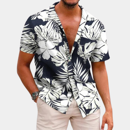Chemise d'été homme à manches courtes et imprimé floral