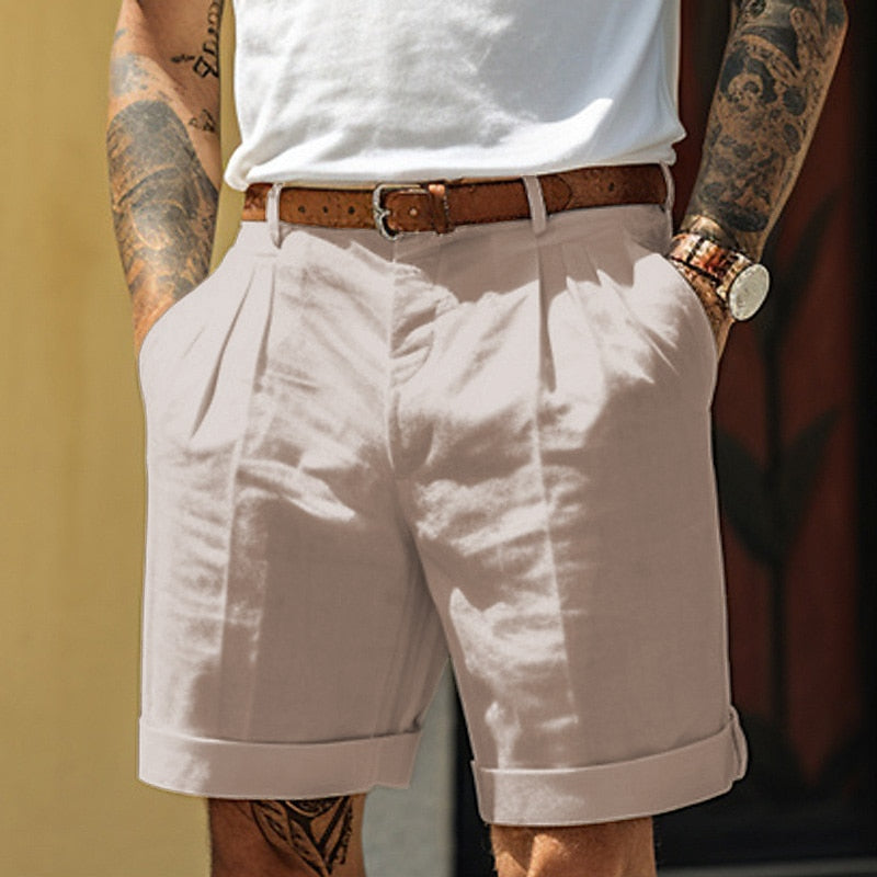 Shorts en lin pour hommes, confortables, en coton, pour l'été