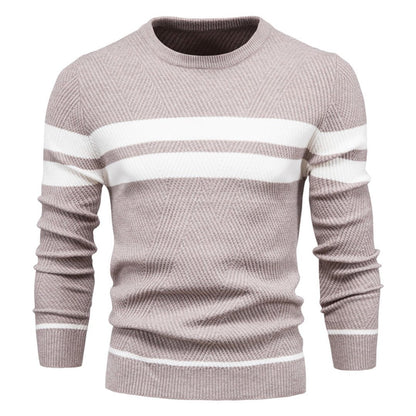 Pull en tricot ras du cou rayé pour homme