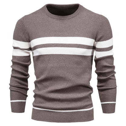 Pull en tricot ras du cou rayé pour homme