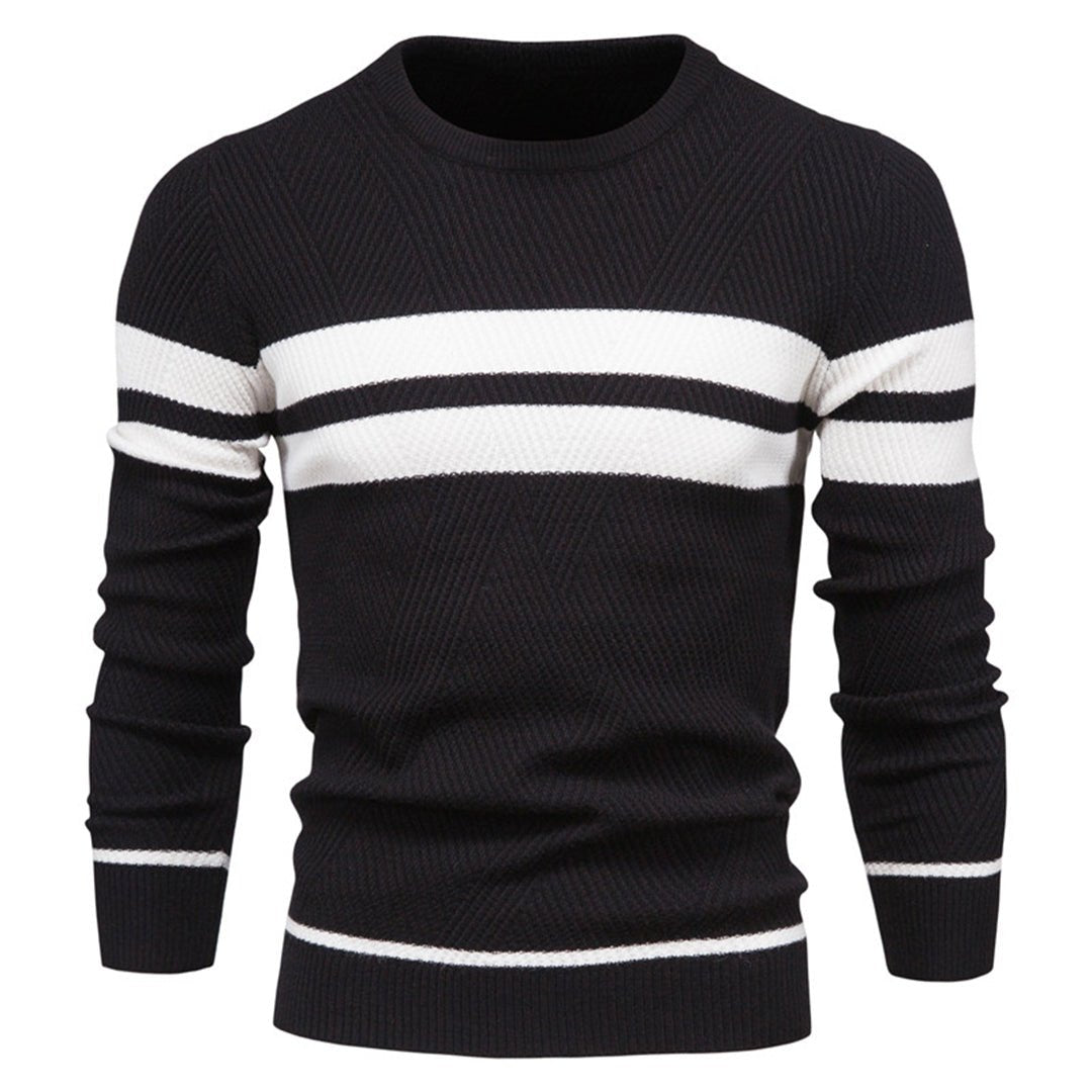 Pull en tricot ras du cou rayé pour homme