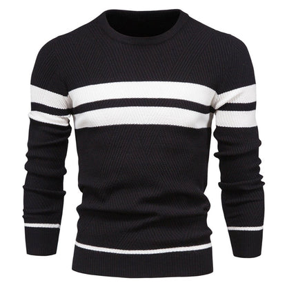 Pull en tricot ras du cou rayé pour homme
