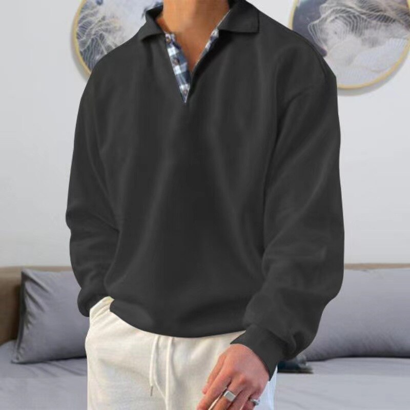 Sweatshirt pour homme Coupe décontractée Col chemise