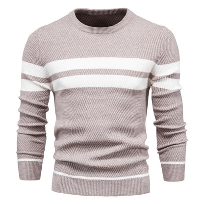 Herren Strickpullover Rundhals Gestreift Modern - IdealeKleiden