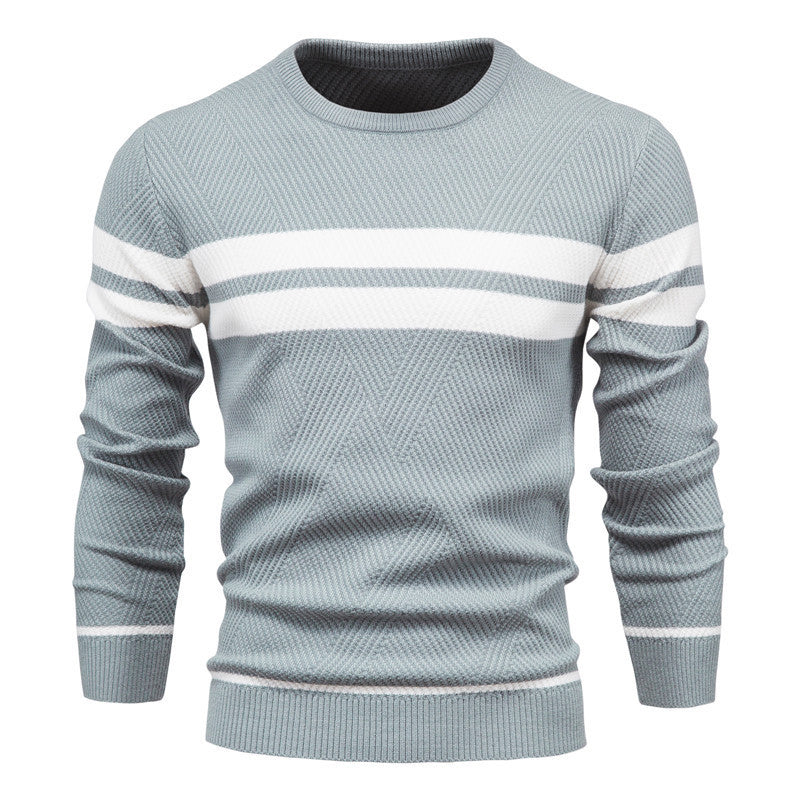 Pull en tricot homme col rond rayé moderne
