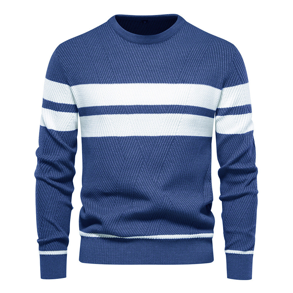 Pull en tricot homme col rond rayé moderne