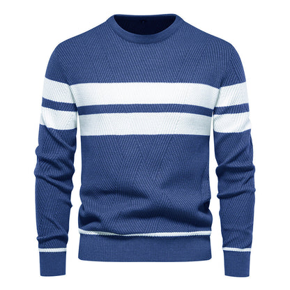 Pull en tricot homme col rond rayé moderne