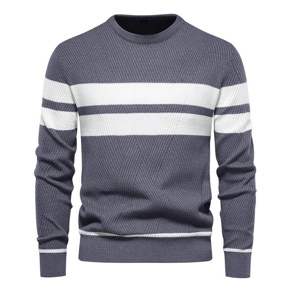 Pull en tricot homme col rond rayé moderne