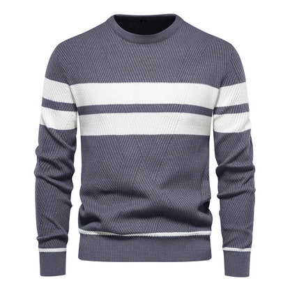 Pull en tricot homme col rond rayé moderne