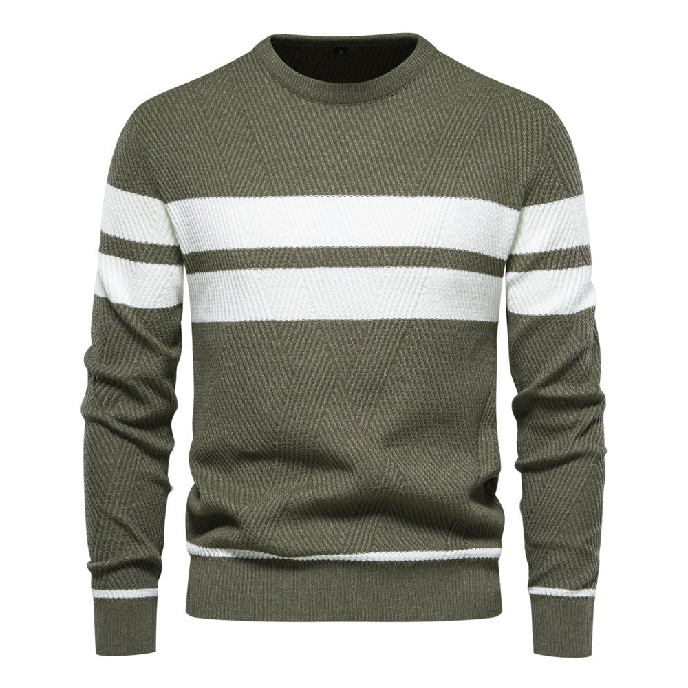 Pull en tricot homme col rond rayé moderne