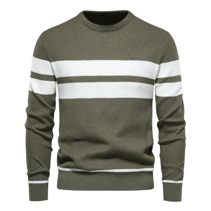 Pull en tricot homme col rond rayé moderne