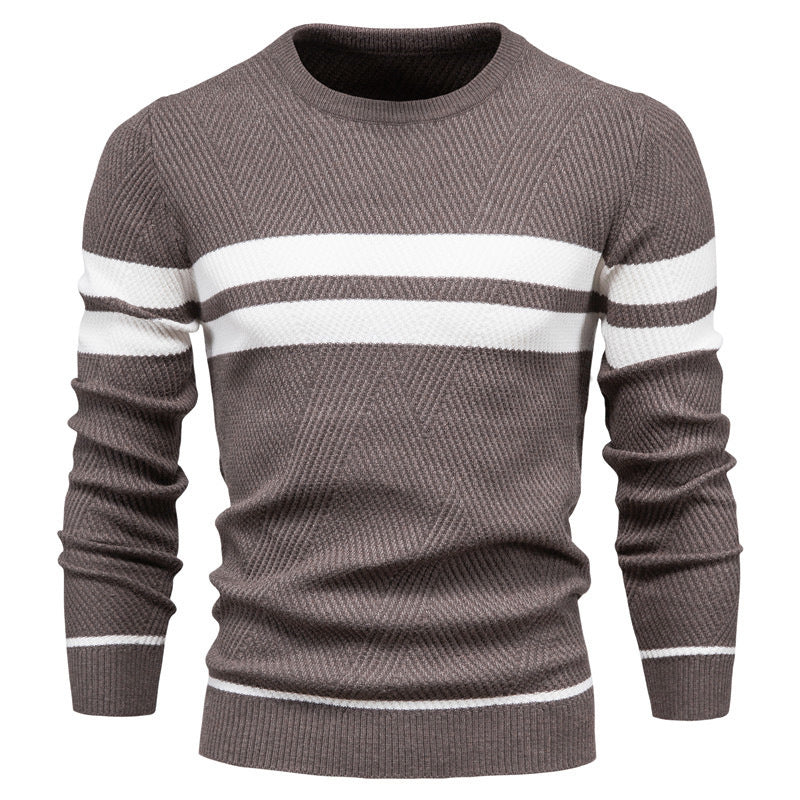 Pull en tricot homme col rond rayé moderne