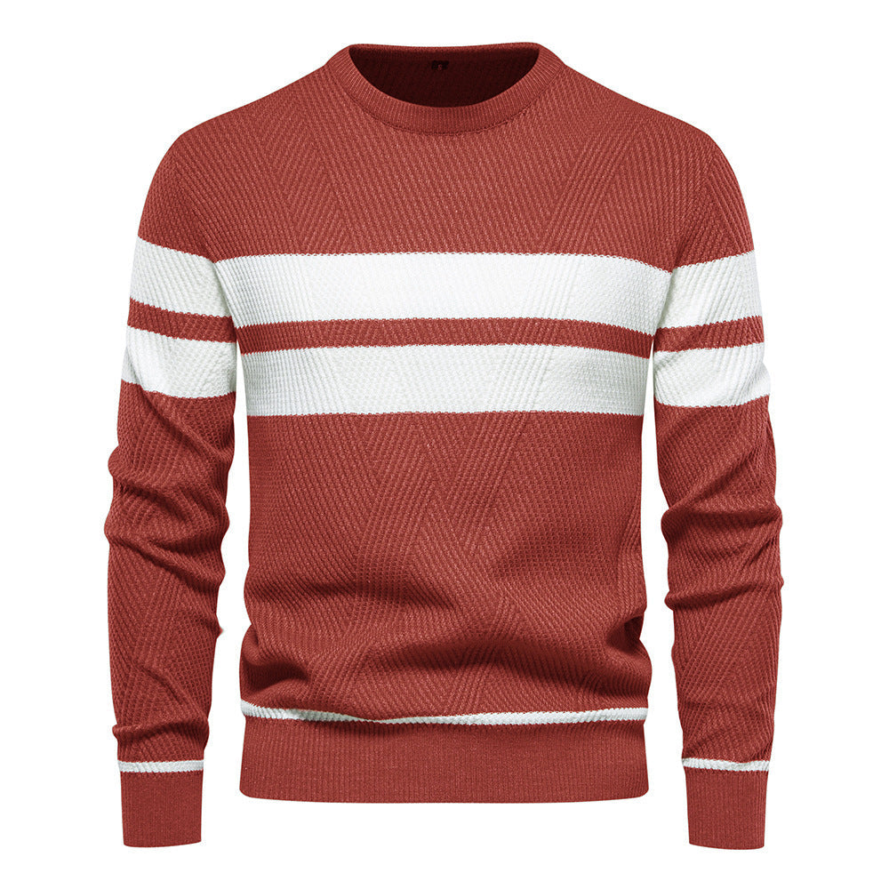 Pull en tricot homme col rond rayé moderne
