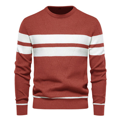 Pull en tricot homme col rond rayé moderne